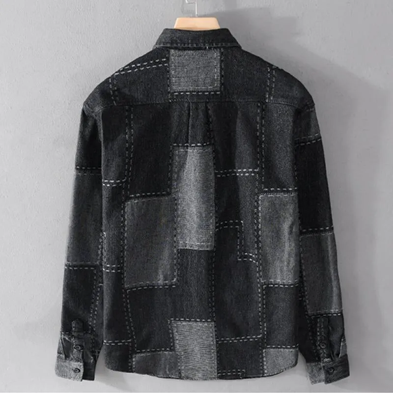 Men's Casual Cotton Contrast Lapel Slim Long Sleeve Denim Shirt 25905998M sold by Manly product image thumbnail 5