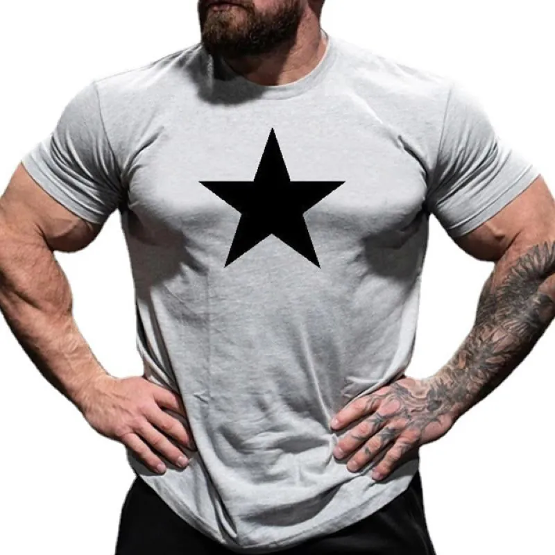 Men's Casual Round Neck Star Print Short Sleeve T-Shirt 29603933M sold by Manly