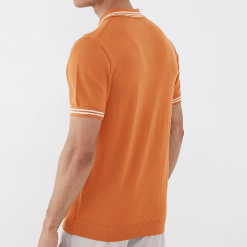 Men's Solid Color Knitted Zipper Lapel Short-Sleeved Polo Shirt 55025278Y sold by Manly product image thumbnail 3