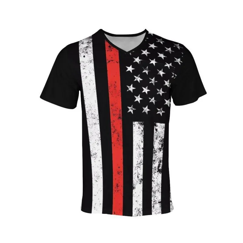 Men's V-Neck Flag Print Short-Sleeved T-Shirt 86666094Y sold by Manly product image thumbnail 3
