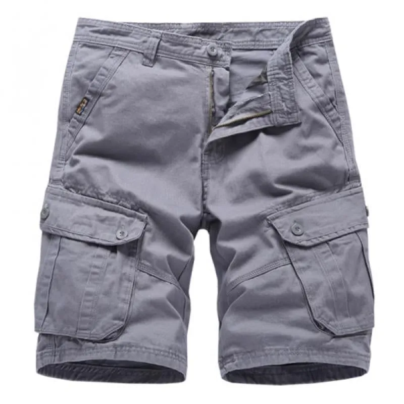 Men's Summer Solid Color Multi-pocket Cotton Cargo Shorts 51006066M sold by Manly