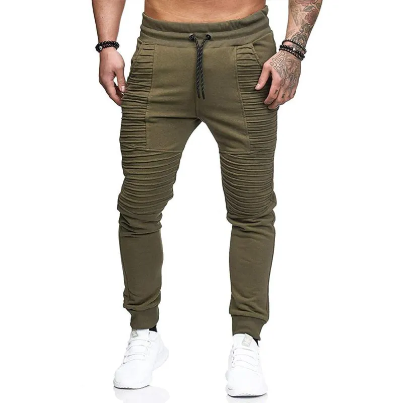 Men's Solid Elastic Waist Fitness Sports Pants 41995636Z sold by Manly