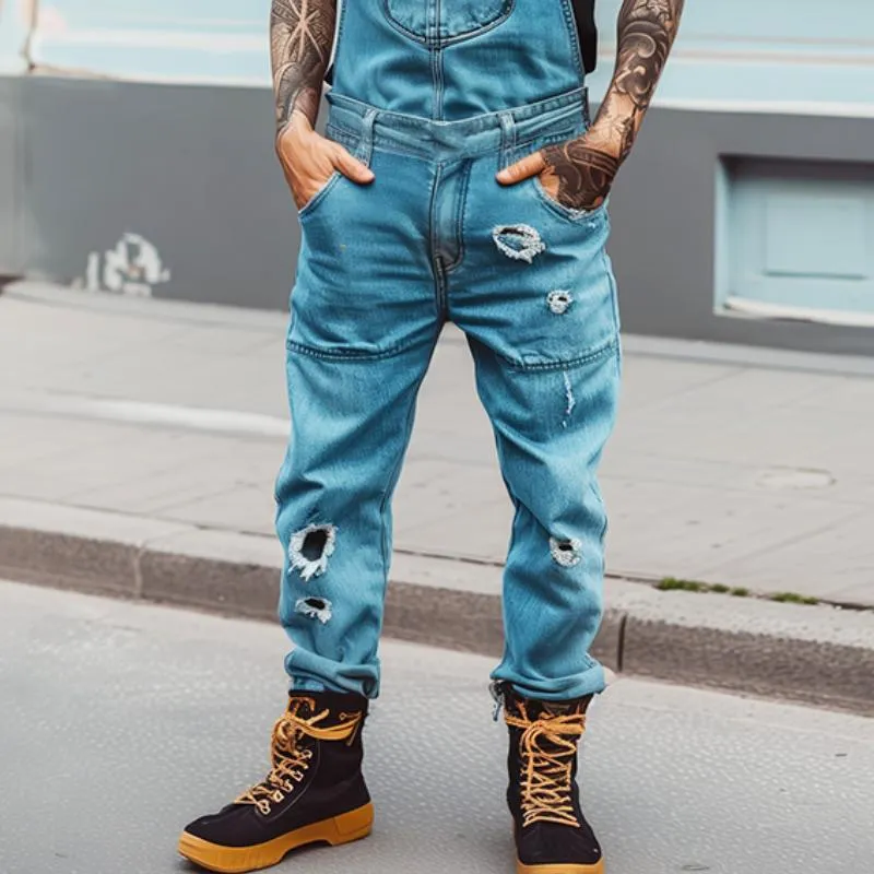Men's Vintage Denim Ripped Pocket Overalls 47722855TO sold by Manly product image thumbnail 3