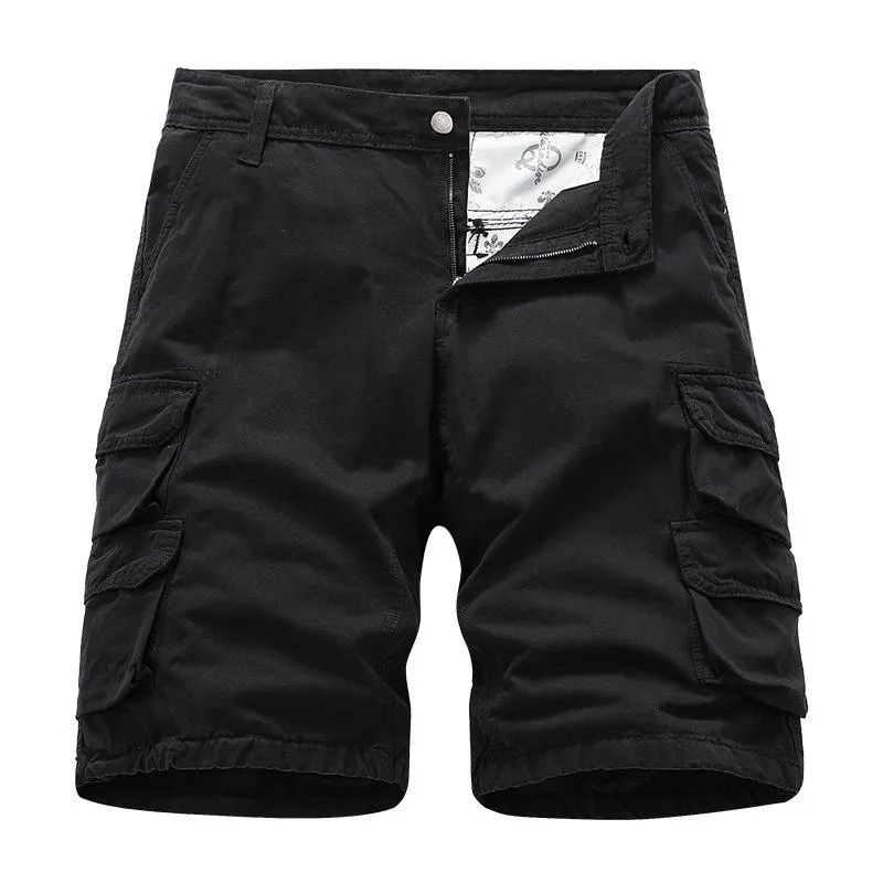 Men's Solid Color Straight Multi-pocket Cargo Shorts 49402796Z sold by Manly product image thumbnail 2