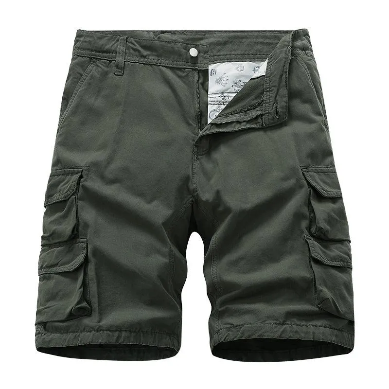Men's Solid Color Straight Multi-pocket Cargo Shorts 49402796Z sold by Manly product image thumbnail 4