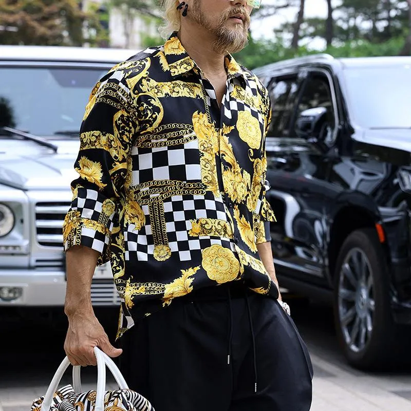 Men's Vintage Plaid Printed Lapel Long Sleeve Casual Shirt 64465455Z sold by Manly product image thumbnail 3