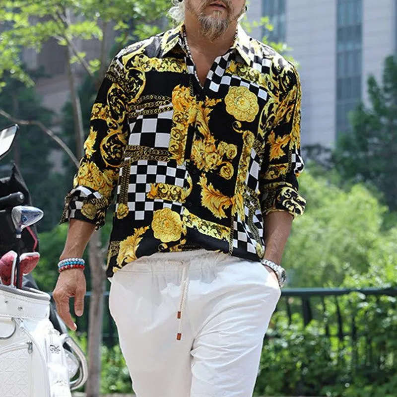 Men's Vintage Plaid Printed Lapel Long Sleeve Casual Shirt 64465455Z sold by Manly product image thumbnail 4