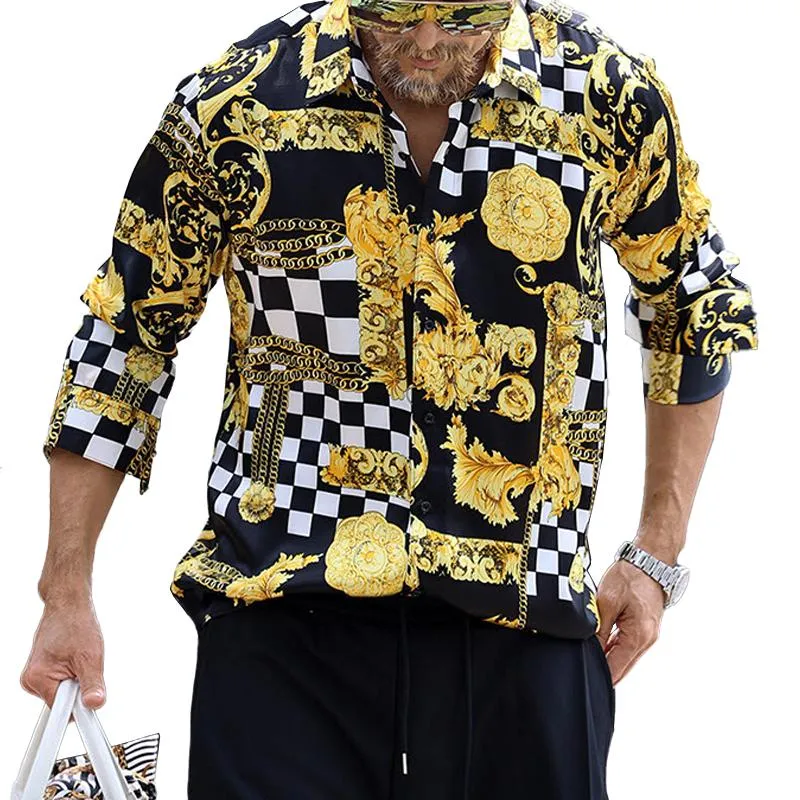 Men's Vintage Plaid Printed Lapel Long Sleeve Casual Shirt 64465455Z sold by Manly