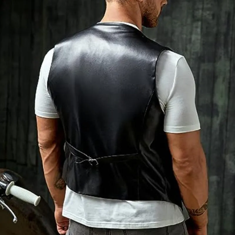 Men's Casual Solid Color Leather Vest 40797351Y sold by Manly product image thumbnail 4