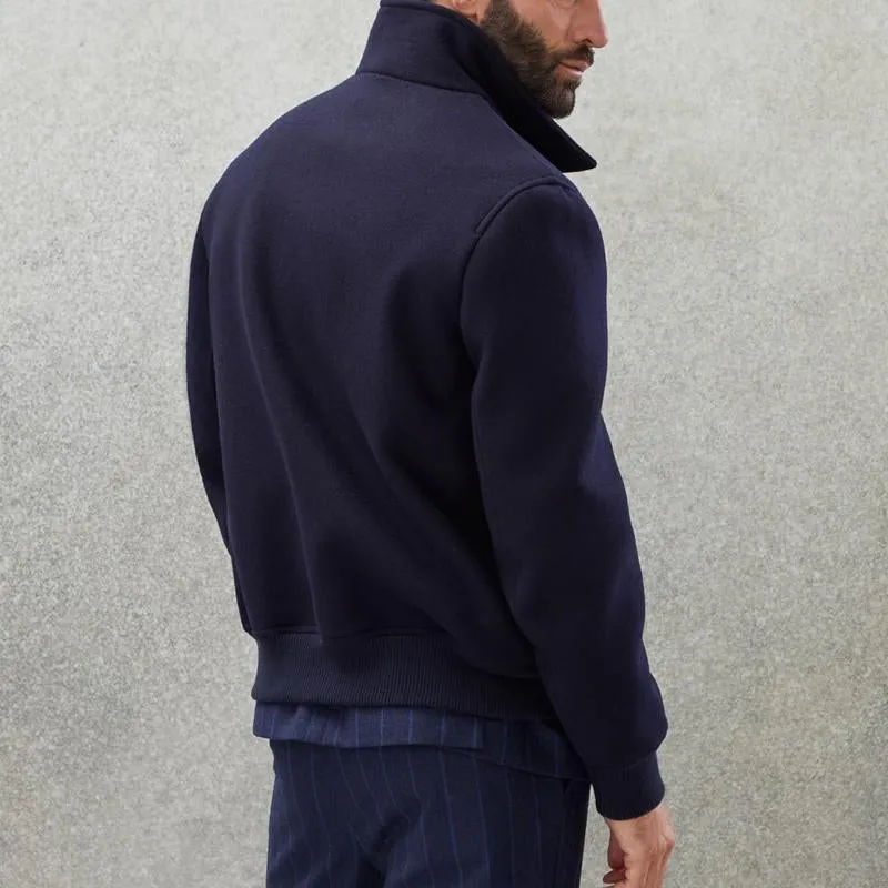 Men's Casual Stand Collar Wool Blend Single Breasted Bomber Jacket 01641811M sold by Manly product image thumbnail 4