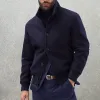 Men's Casual Stand Collar Wool Blend Single Breasted Bomber Jacket 01641811M sold by Manly