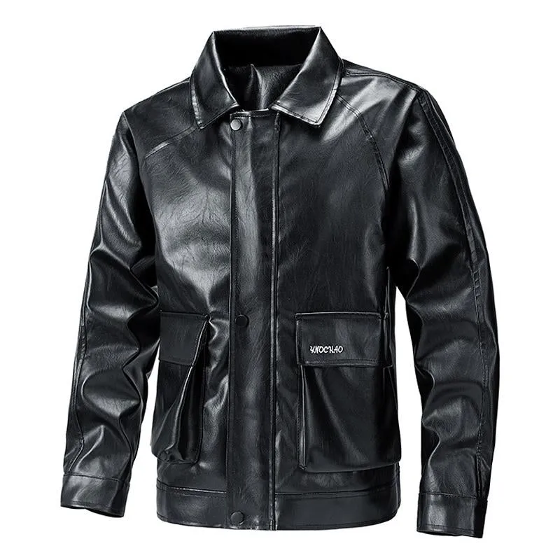 Men's Leather Biker Lapel Jacket 01030903X sold by Manly