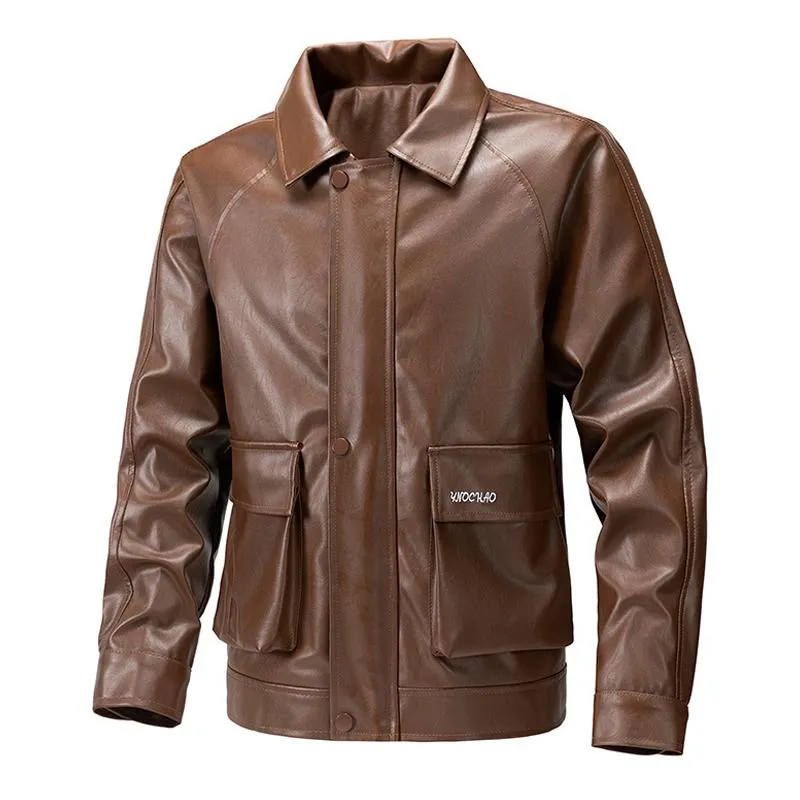 Men's Leather Biker Lapel Jacket 01030903X sold by Manly product image thumbnail 2