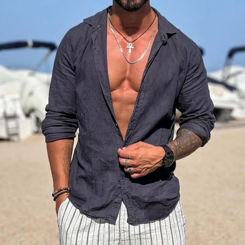 Men's Vintage Casual Solid Lapel Shirt 03596760TO sold by Manly product image thumbnail 2