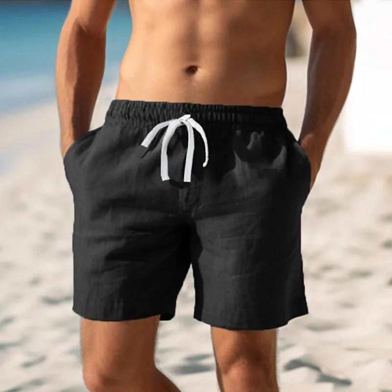 Men's Casual Cotton Linen Drawstring Elastic Waist Breathable Shorts 07747727M sold by Manly product image thumbnail 5