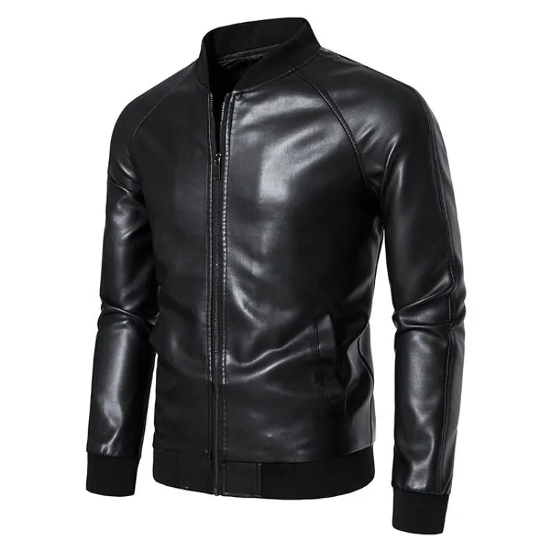 Men's Vintage Stand Collar Moto Leather Jacket 45421408M sold by Manly product image thumbnail 2