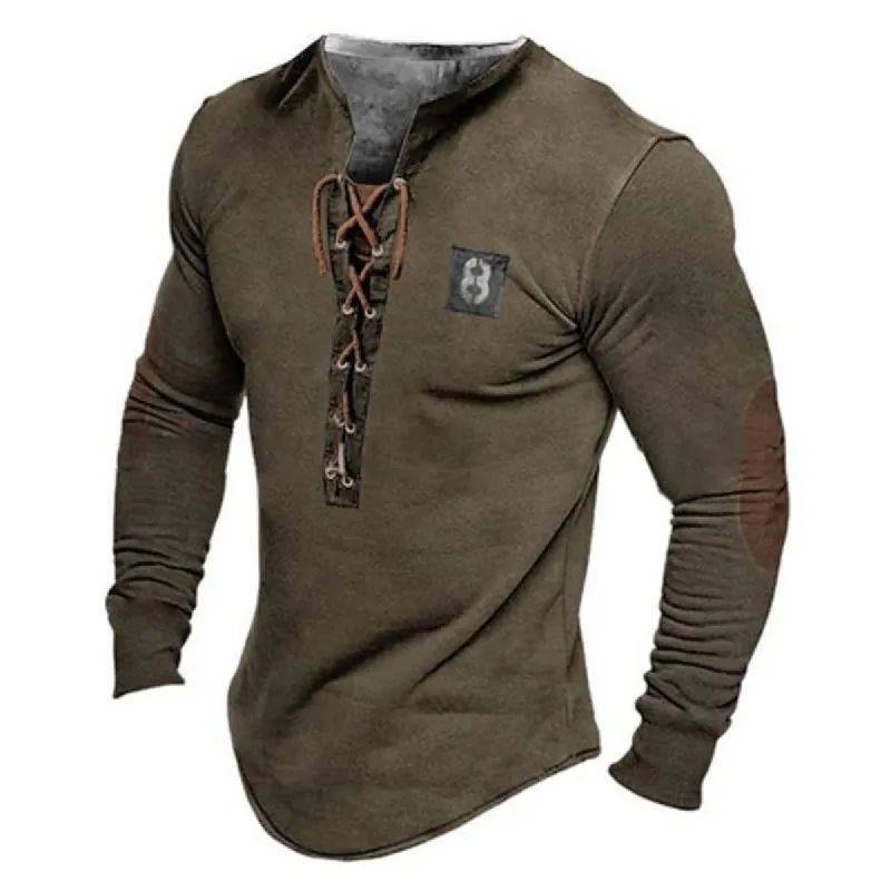 Men's Vintage Lace Printed Long Sleeve T-Shirt 23134735Y sold by Manly