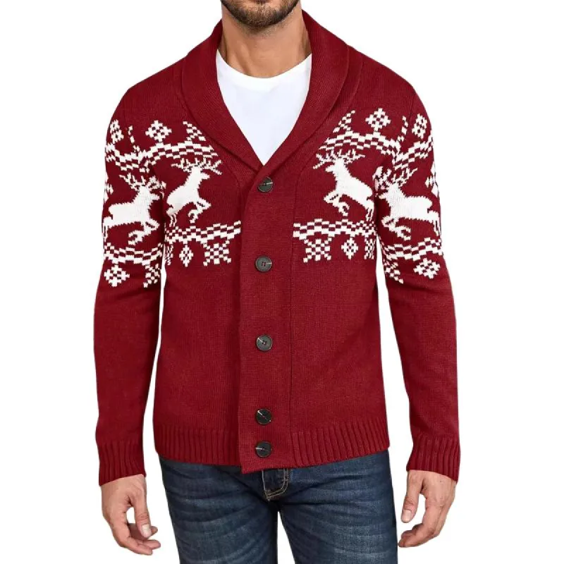 Men's Elk Jacquard Knit Cardigan Jacket 07067807X sold by Manly