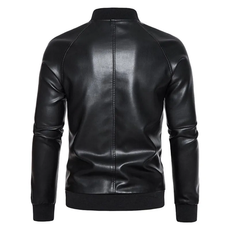 Men's Vintage Stand Collar Moto Leather Jacket 45421408M sold by Manly product image thumbnail 3