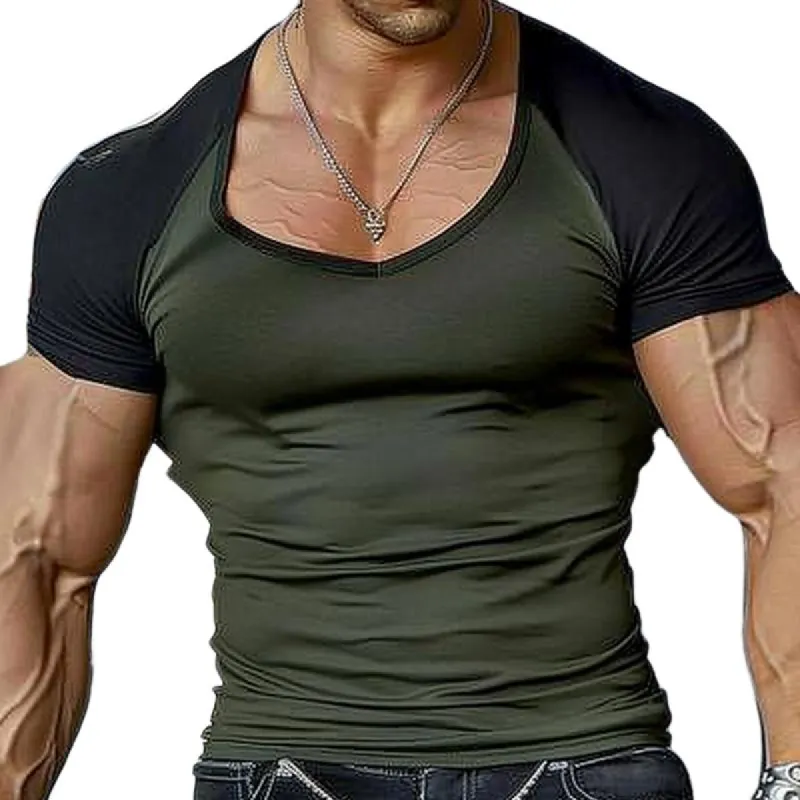 Men's Colorblock Round Neck Short Sleeve T-Shirt 63355597X sold by Manly