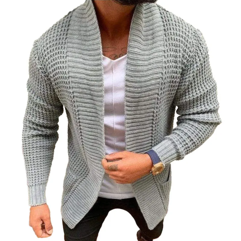 Men's Knitted Solid Color Casual Cardigan 20362749M sold by Manly