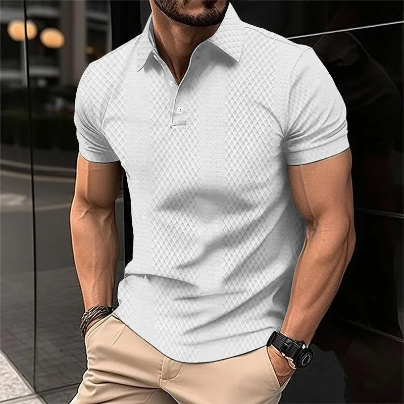 Men's Casual Jacquard Solid Color Polo Shirt 96391296TO sold by Manly product image thumbnail 3