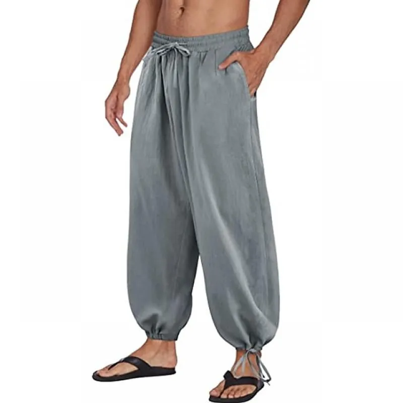 Men's Solid Drawstring Elastic Waist Loose Casual Trousers 90124193Z sold by Manly product image thumbnail 5