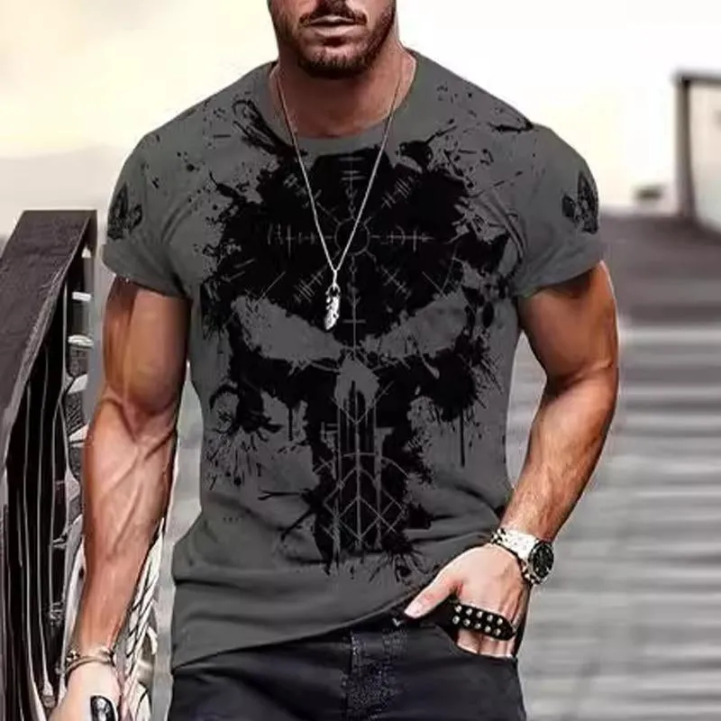 Men's Casual Digital Printed Round Neck Short Sleeve T-Shirt 02526752M sold by Manly product image thumbnail 4