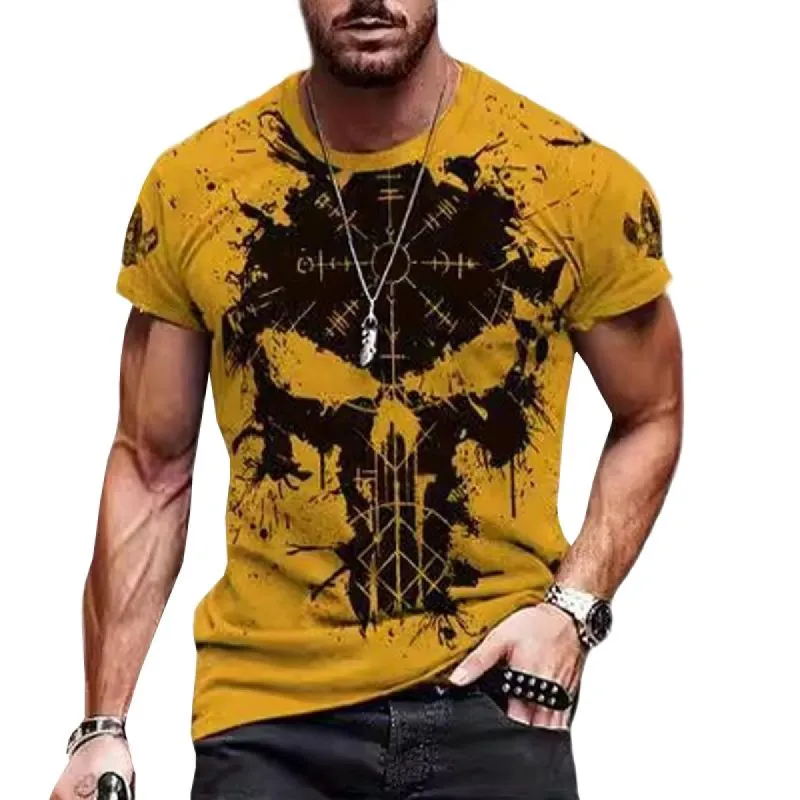 Men's Casual Digital Printed Round Neck Short Sleeve T-Shirt 02526752M made by Manly