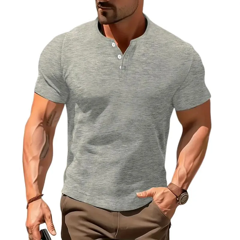 Men's Solid Henley Short Sleeve T-Shirt 28869173Y sold by Manly