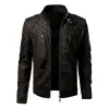 Men's Vintage Patchwork Stand Collar Zipper Leather Biker Jacket 98356078M sold by Manly