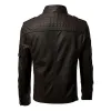 Men's Vintage Patchwork Stand Collar Zipper Leather Biker Jacket 98356078M sold by Manly