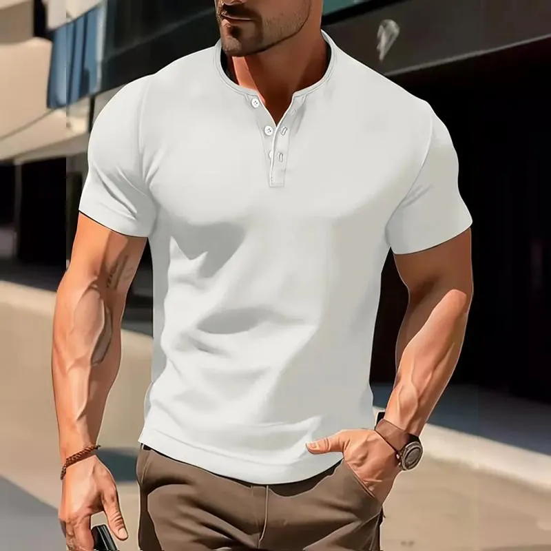 Men's Solid Henley Short Sleeve T-Shirt 28869173Y sold by Manly product image thumbnail 3