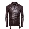 Men's Vintage Biker Slim Lapel Diagonal Zipper Leather Jacket 96439588M sold by Manly