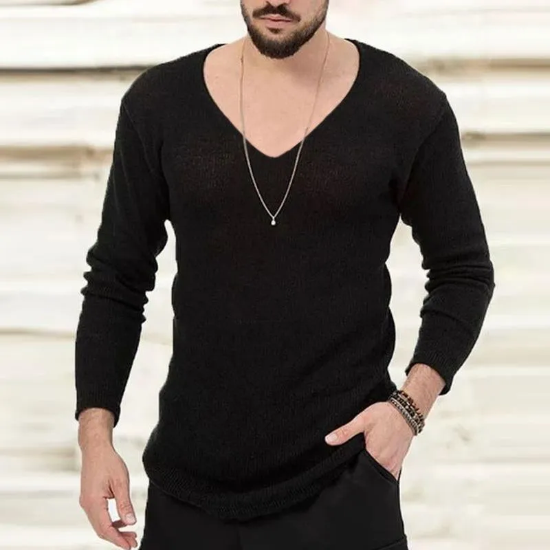 Men's Casual V-Neck Long-Sleeved Thin Long-Sleeved Knitted Sweater 48257908M sold by Manly product image thumbnail 2