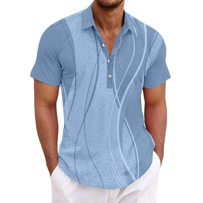 Men's Printed Lapel Short Sleeve Casual Shirt 62090042Z sold by Manly