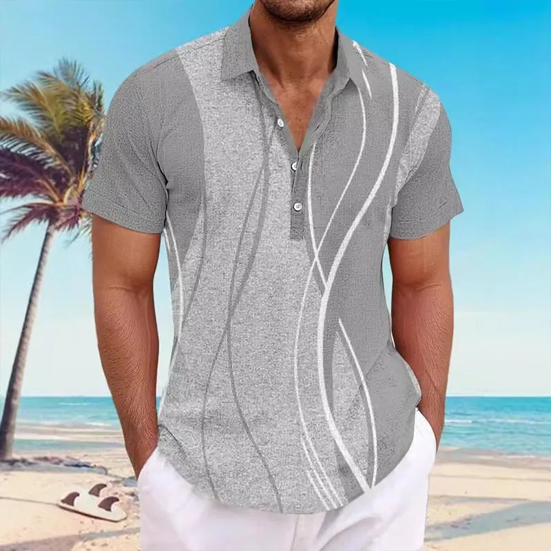 Men's Printed Lapel Short Sleeve Casual Shirt 62090042Z sold by Manly product image thumbnail 3