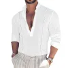 Men's Casual Solid Color Stand Collar Long Sleeve Shirt 21166208Y sold by Manly