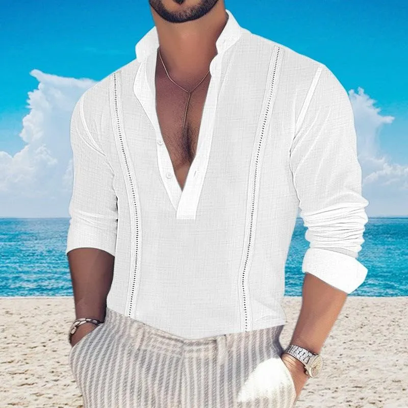 Men's Casual Solid Color Stand Collar Long Sleeve Shirt 21166208Y sold by Manly product image thumbnail 2