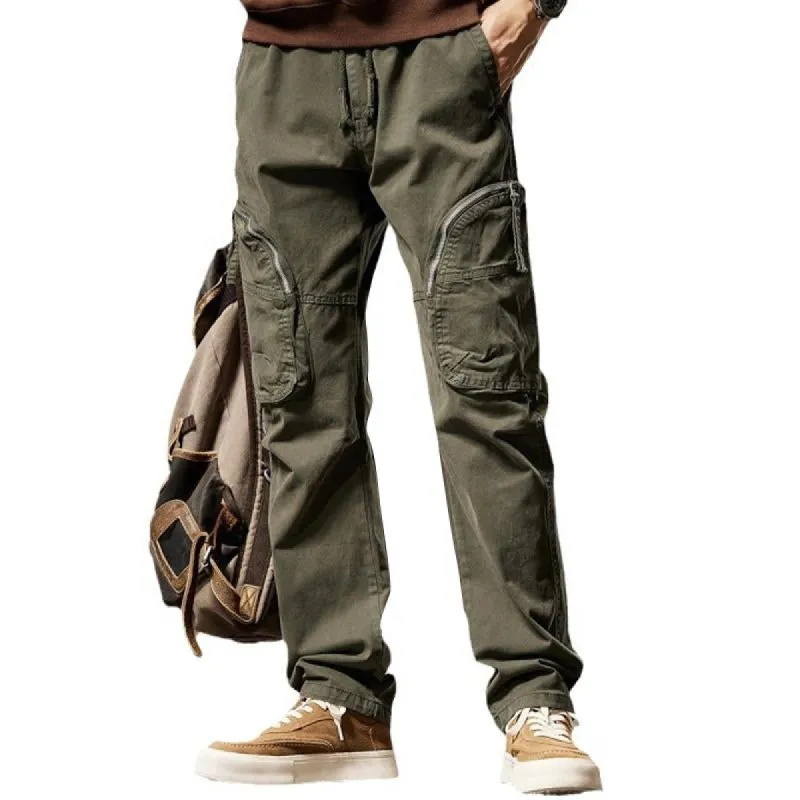 Men's Vintage Solid Color Big Pocket Cargo Pants 49647877Y sold by Manly