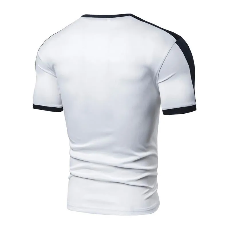 Men's Casual V-Neck Color Block Short Sleeve T-Shirt 96379653M sold by Manly product image thumbnail 2