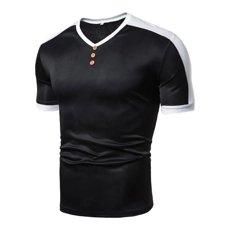 Men's Casual V-Neck Color Block Short Sleeve T-Shirt 96379653M sold by Manly product image thumbnail 5