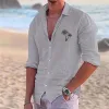 Men's Print Lapel Long Sleeve Loose Casual Shirt 22208373Z sold by Manly