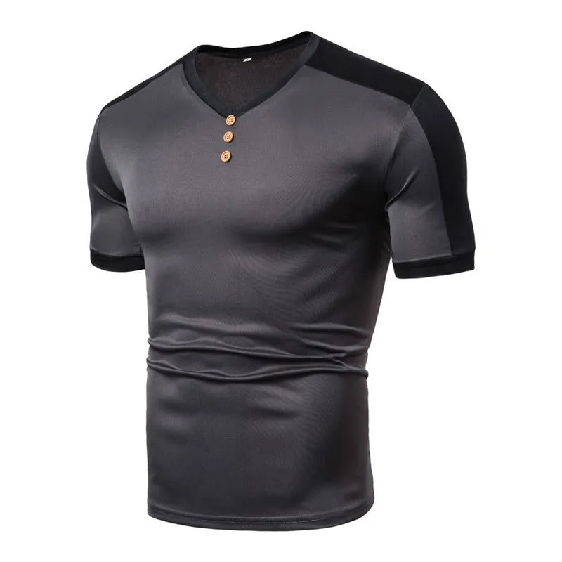 Men's Casual V-Neck Color Block Short Sleeve T-Shirt 96379653M sold by Manly product image thumbnail 3