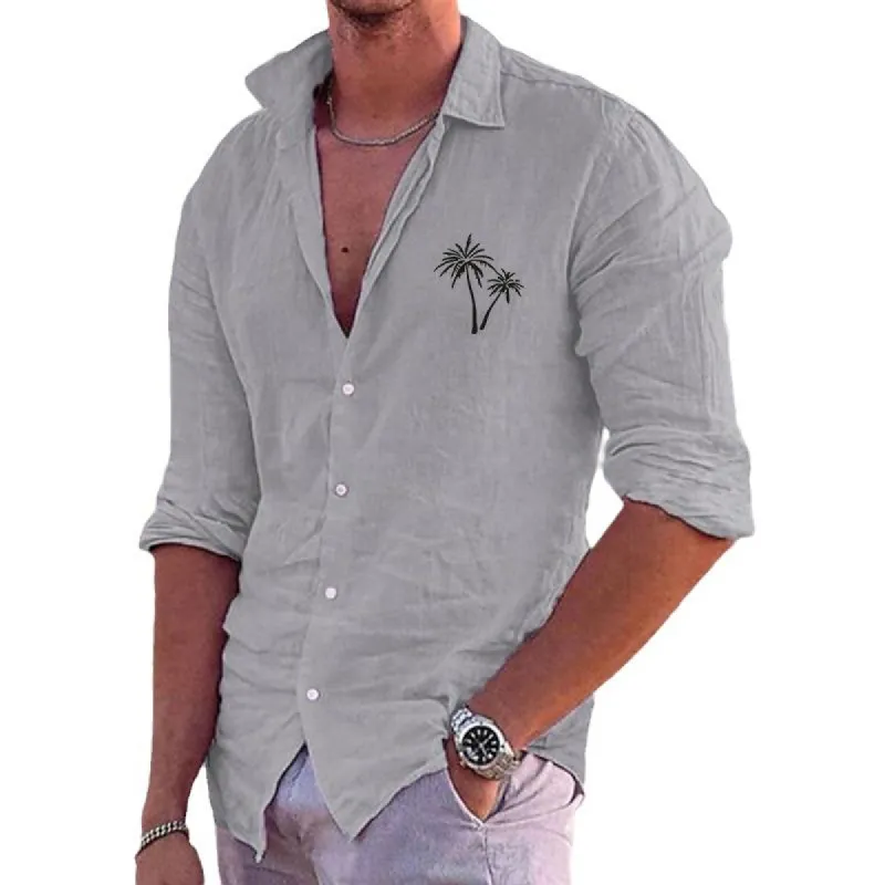Men's Print Lapel Long Sleeve Loose Casual Shirt 22208373Z sold by Manly