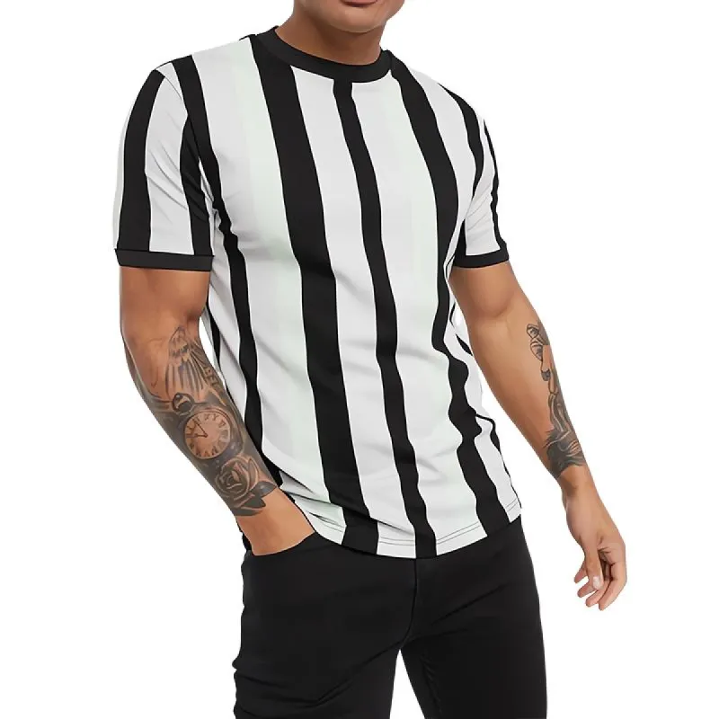 Men's Casual Striped Colorblock Short Sleeve T-Shirt 92115363TO sold by Manly
