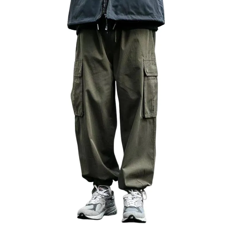 Men's Solid Color Loose Multi-pocket Cargo Pants 13249296Z sold by Manly
