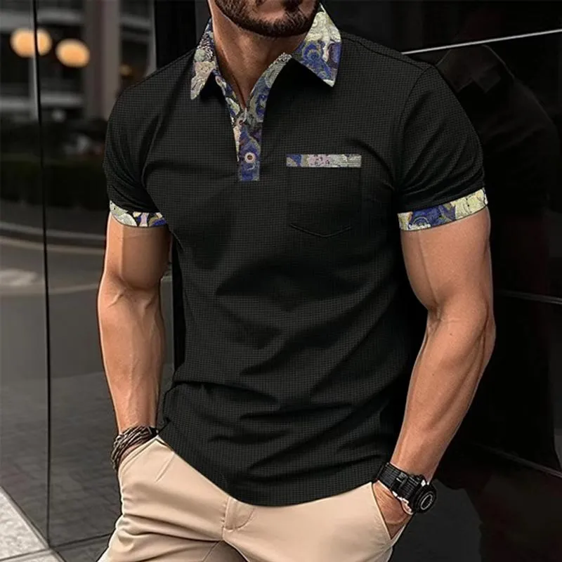 Men's Waffle Color Block Short Sleeve Casual Polo Shirt 36017453X sold by Manly product image thumbnail 5