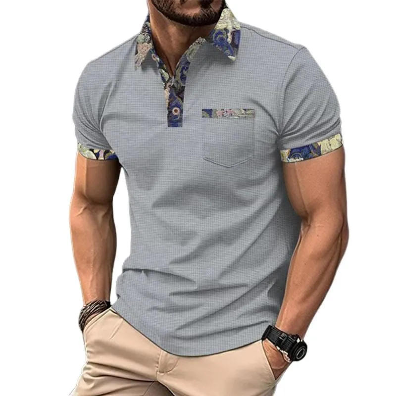 Men's Waffle Color Block Short Sleeve Casual Polo Shirt 36017453X sold by Manly