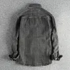 Men's Vintage Washed Striped Flap Pocket Slim Fit Long Sleeve Denim Shirt 32256880M sold by Manly